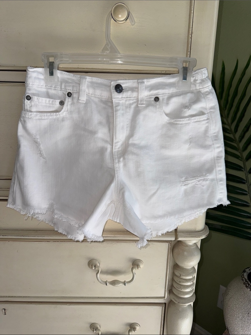 Aerie soft white Distressed Denim Shorts size S